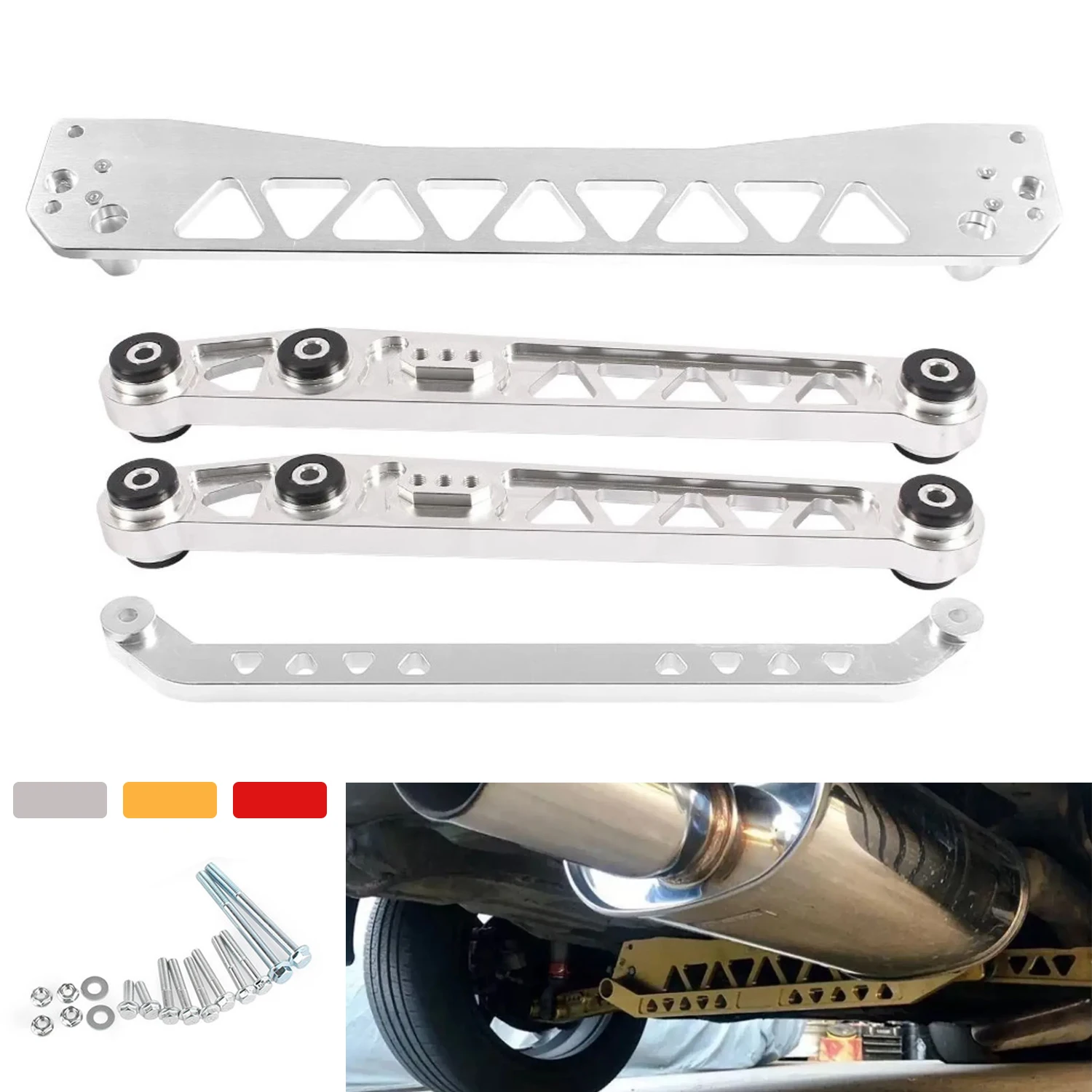 Billet Aluminium Achter Draagarmen Subframe Brace Tie Bar Past op Honda Civic EK 1996-2000