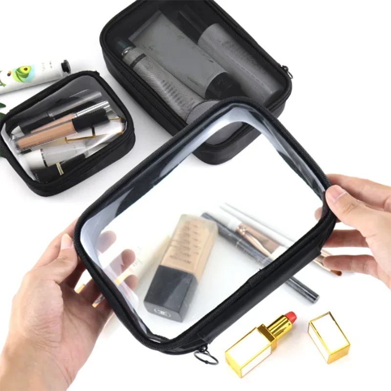 Saco cosmético de malha transparente para homens e mulheres, maquiagem impermeável, PVC Travel Organizer, Toiletry Wash Bag, bolsa de moda