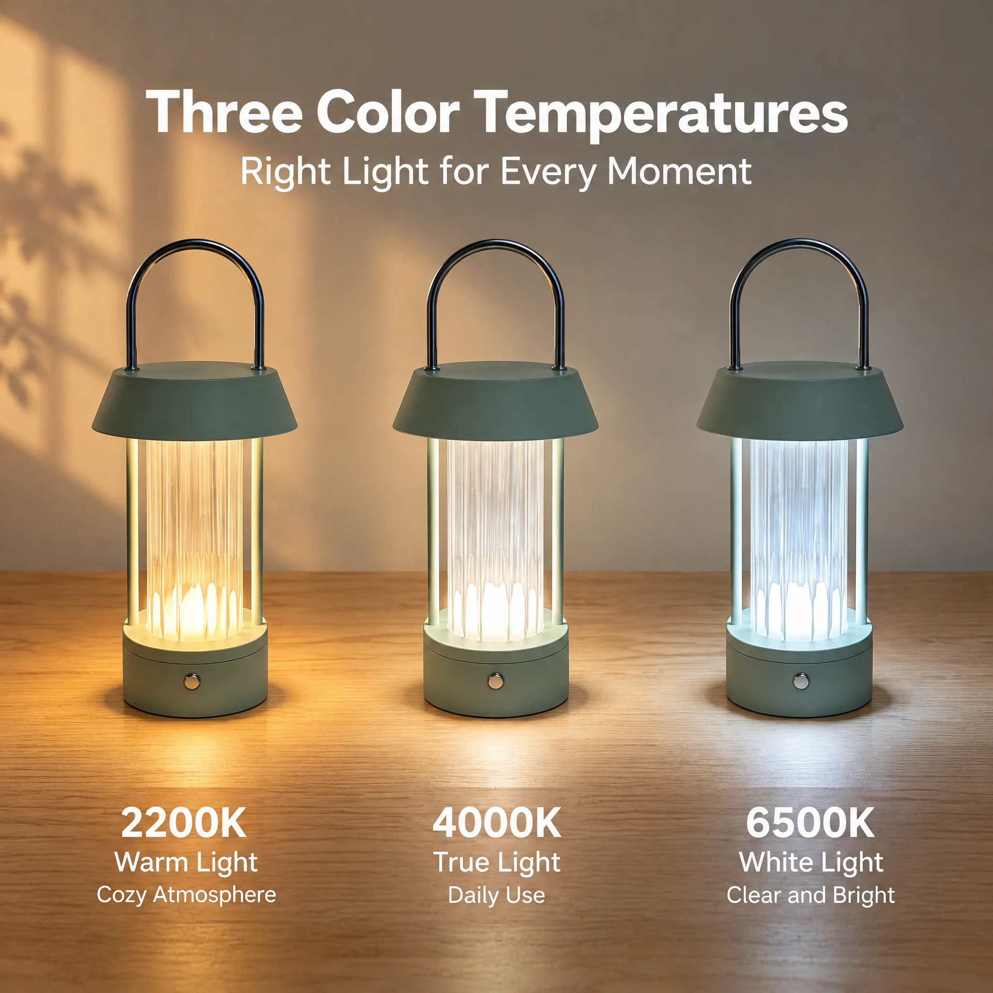 Portable LED Camping Lantern,Rechargeable Table Lamp With3Color Temperatures,Dimmable Type-C Charging Night LightForHome Outdoor