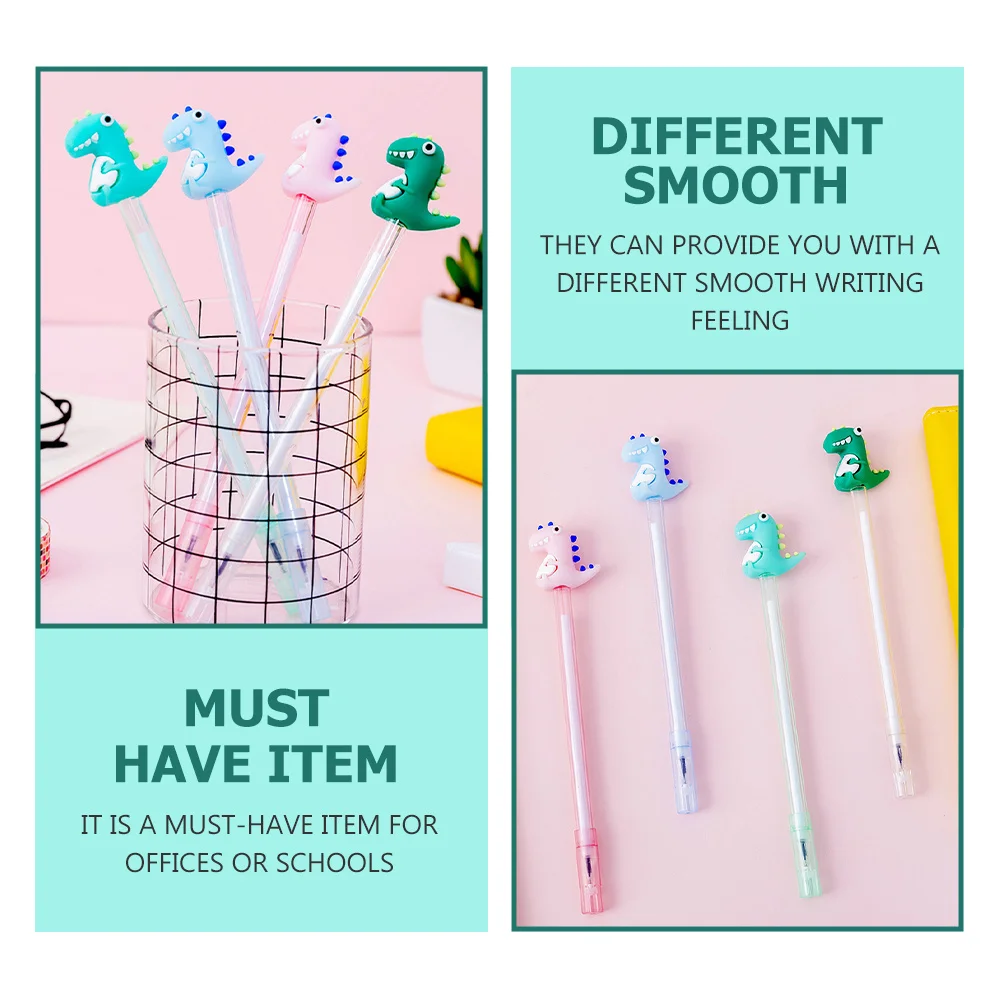 

12pcs Neutral Pens Cartoon Dinosaur Design Smooth Writing For School Office Kids Kawaii Multi-Function Student Supply