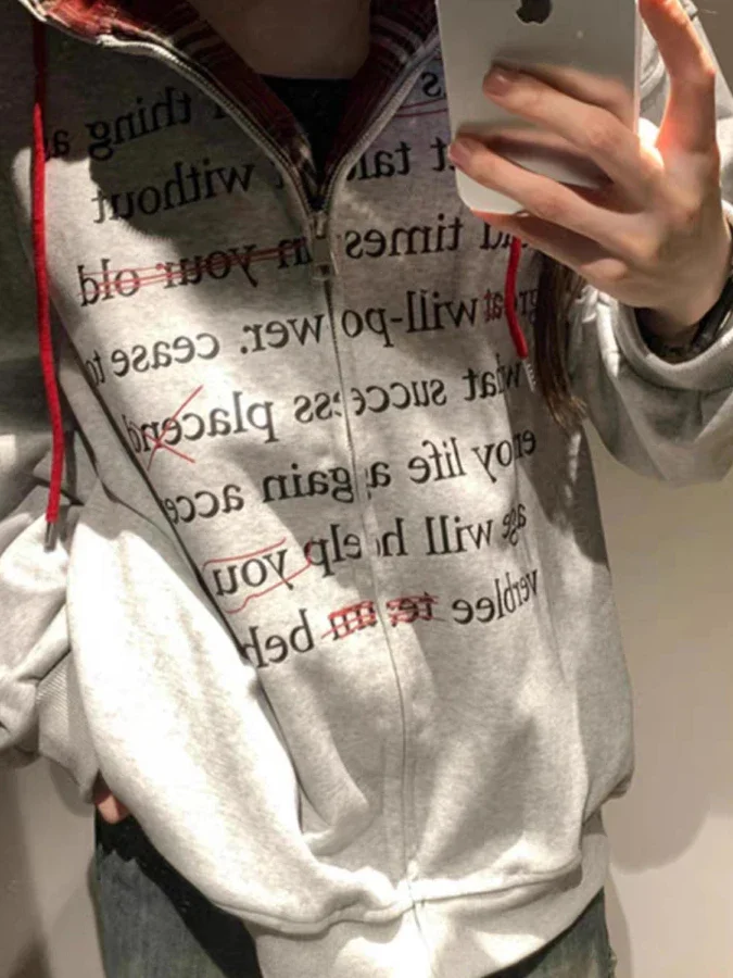 신상 여성 후드티 캐주얼 단색 레트로 롱 가디건 한국 스타일 아우터웨어 지퍼 루즈핏