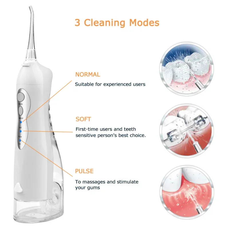 Portable Oral Irrigation Water Flosser USB Rechargeable Dental Water Jet +5 Nozzle