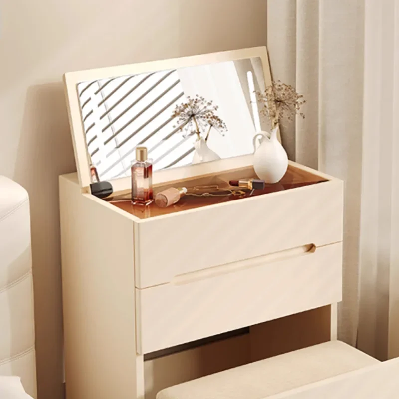 Factory Direct 2026 Flip Top Mirror Minimalist Vanity Table With Chair Wide Compact Elegant Vanity Table Trendy Unique Cômoda De