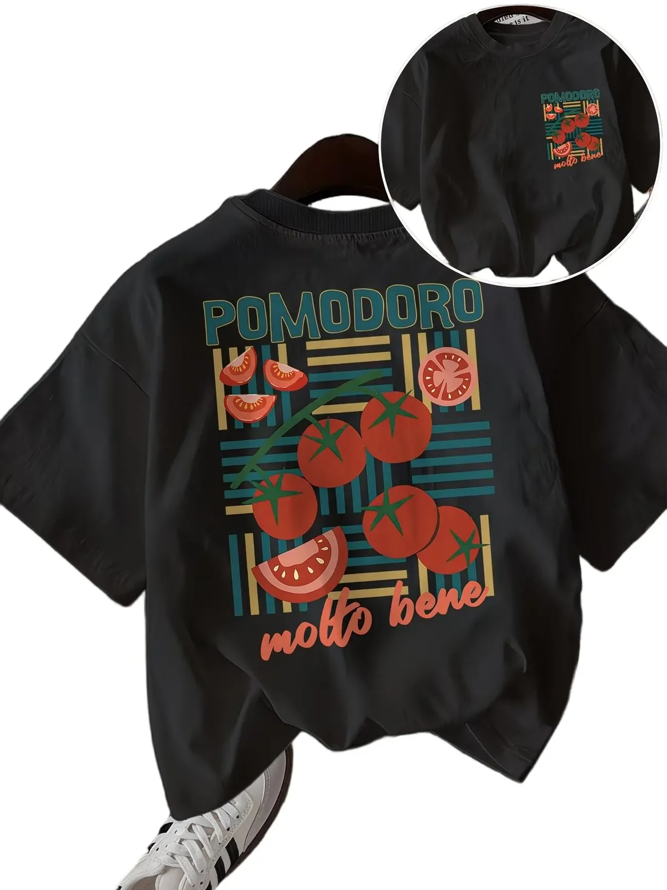 Vintage Pomodoro Graphic T Shirt Women Italian Tomato Print Tee Summer Casual Retro Aesthetic Harajuku Style Streetwear Cute Top