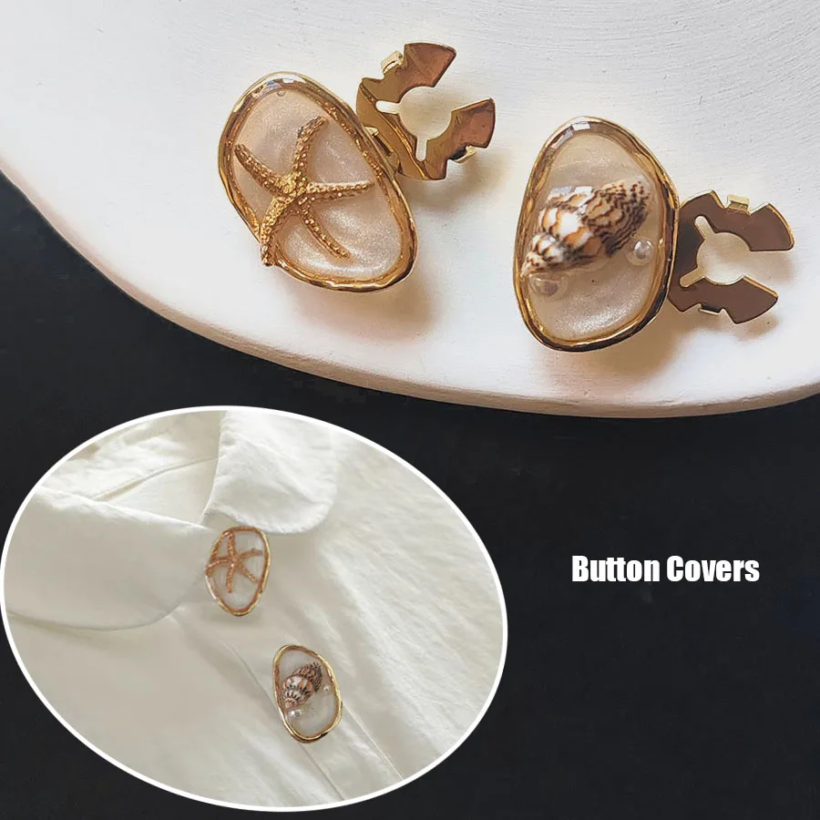 2PCS Fashion pearl Button Covers for DIY Clothing Decorative Button Shirt Sleeve Button Decoration