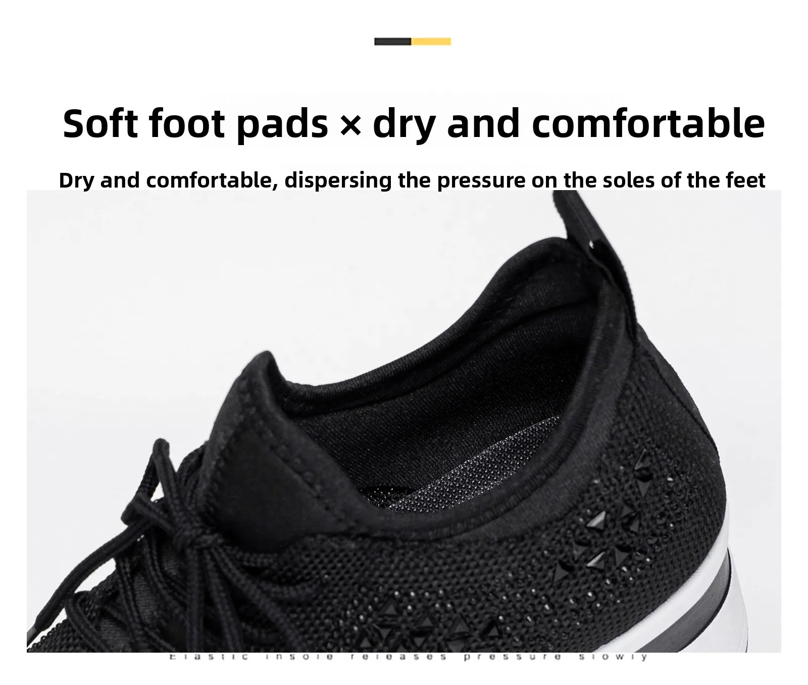 Damen-Sneaker mit Strass-Keilabsatz, atmungsaktives Strickobermaterial, versteckter Absatz, Schnürung, modische Plateau-Walkingschuhe – Detail 4