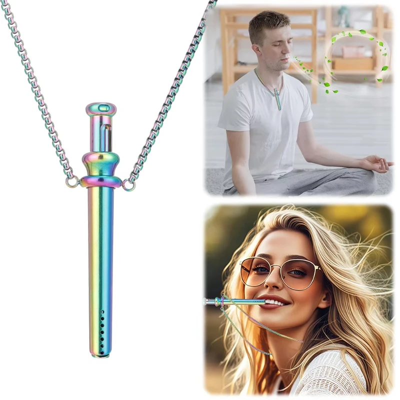 1pc Stress Anxiety Relief Stainless Steel Necklace for Men Women Quit Smoking Meditation Jewelry for Anxiety & Stress Relief