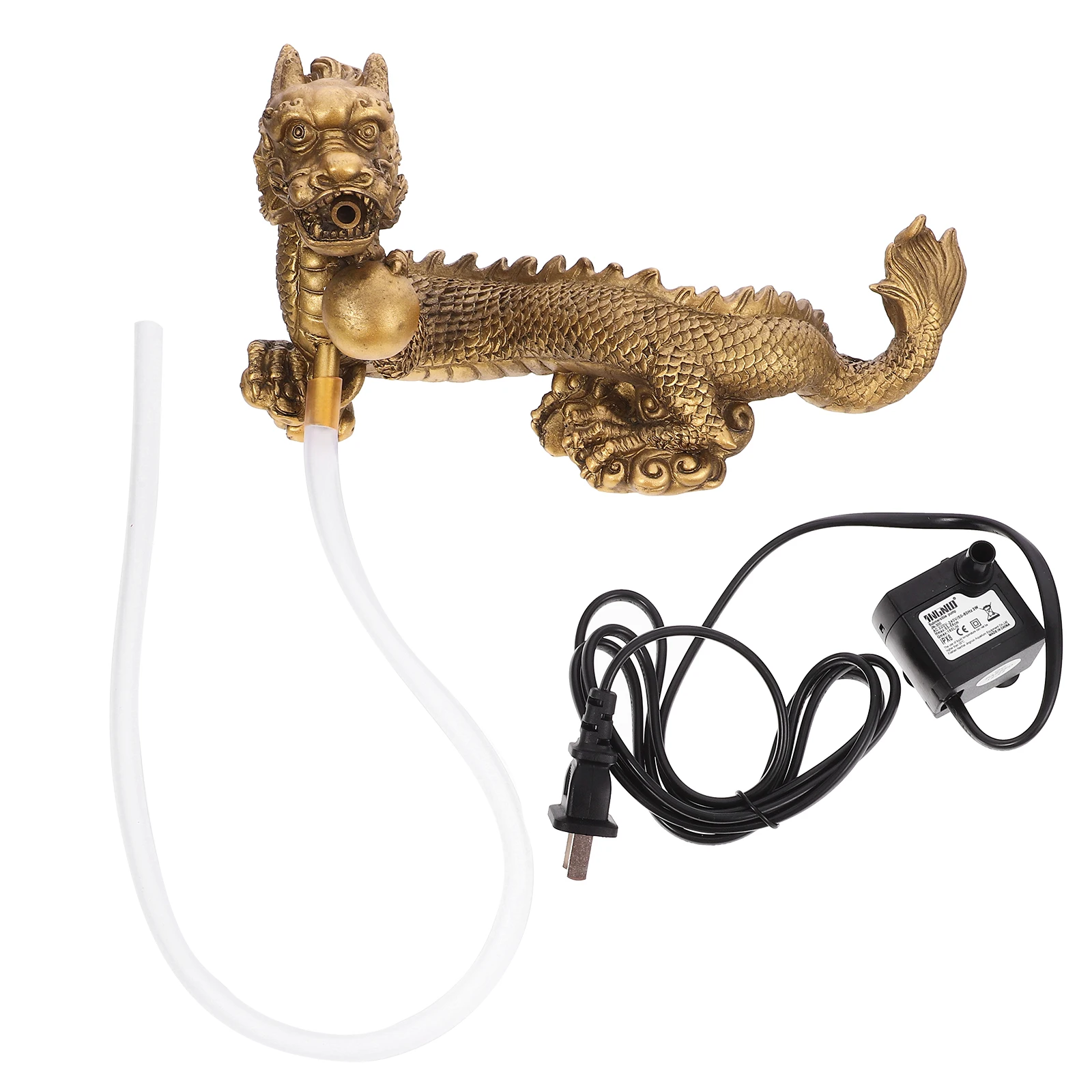 

Golden Dragon Decoration Fish Tank Waterfall Aquarium Ornament Resin Dragon Shape Fountain Miniature Home Decor Display