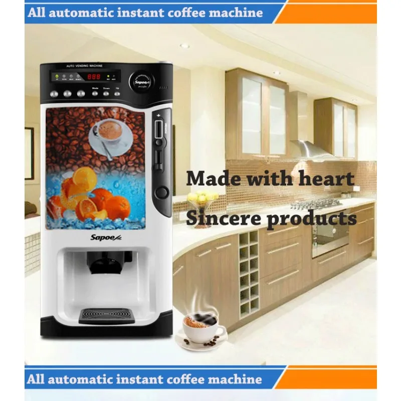 220V Automatic Coin Operated Hot Cold Instant Coffee Vending Machine for Commercial Milk Tea Coffee Shop Office