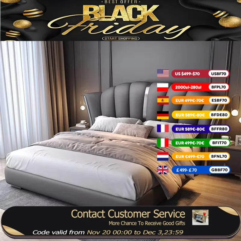 

Gray Large Comforter Double Bed Luxury Modern Twin Full Size Double Bed Bases Headboards Storage Camas De Casal Home Furniture