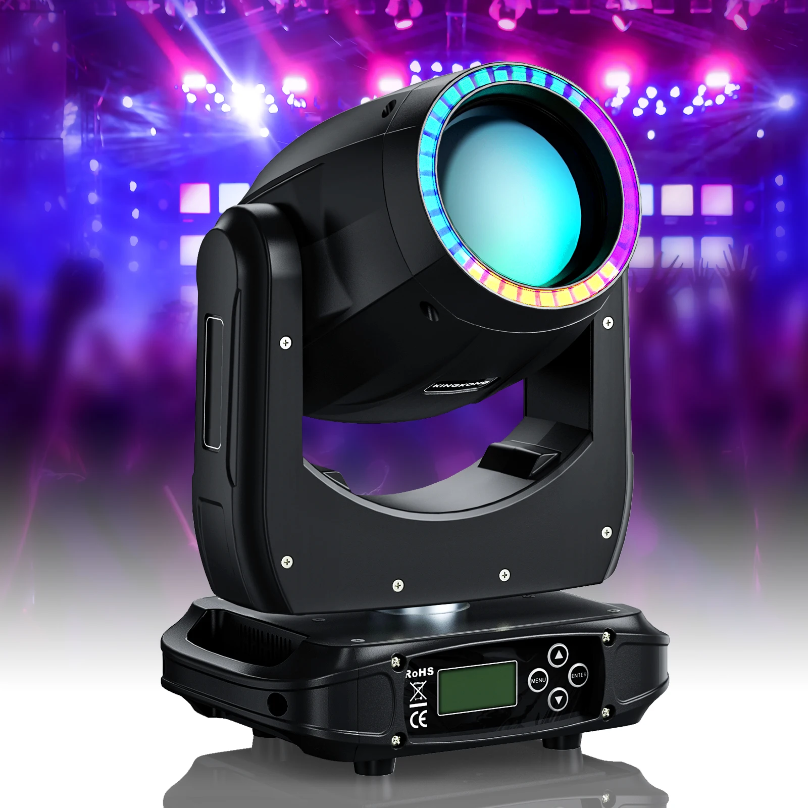 Fieryzeal 150W Beam Moving Head Light Rotating Stage Party Bar Lamp DMX512 DJ Disco Effect Pattern Light LED Spot Stage Light