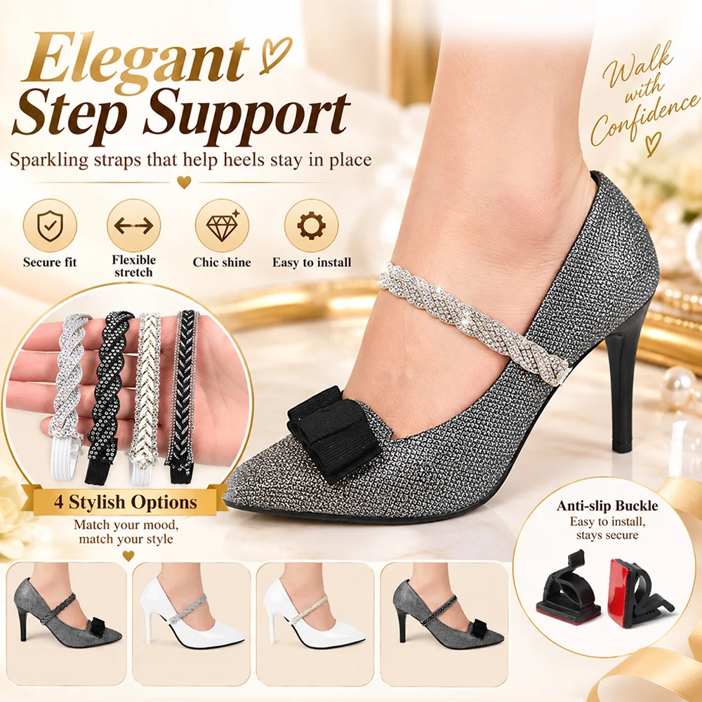 Elastic Adjustable Ankle Holding Rhinestone Shoelaces Women High Heels Bundle Tie Straps Decorative Anti Skid Daily CORRECTiON