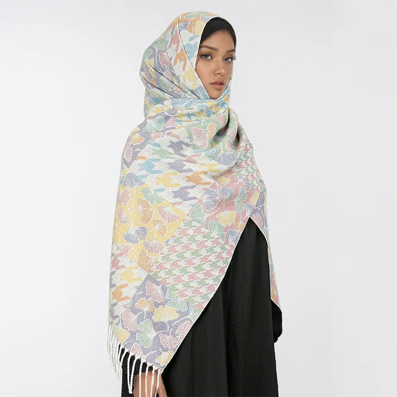 

Женский зимний шарф с принтом пейсли, кашемировые шали из пашмины, хиджаб, шали и накидки, женские шарфы, элитный бренд 2024