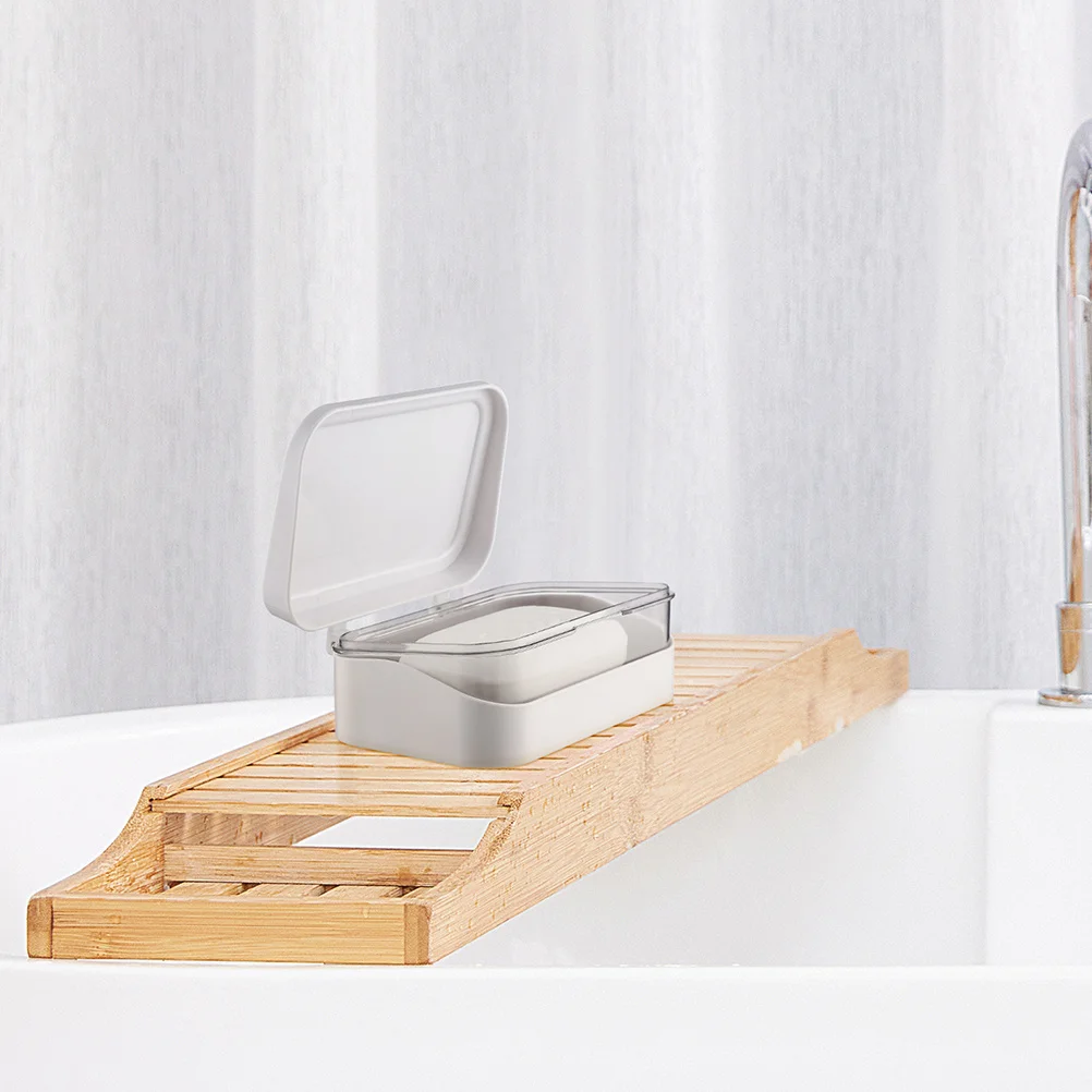 

2pcs Box Abs Non-Slip Base For Bathroom Kitchen Shower Water Draining Soap Storage Container Home Soap Holder