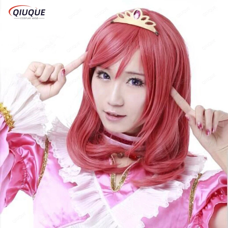 

LoveLive! Love Live Maki Nishikino Synthetic Hair Medium Curly Cosplay Wig Heat Resistance Costume Party Wigs + Track + Cap