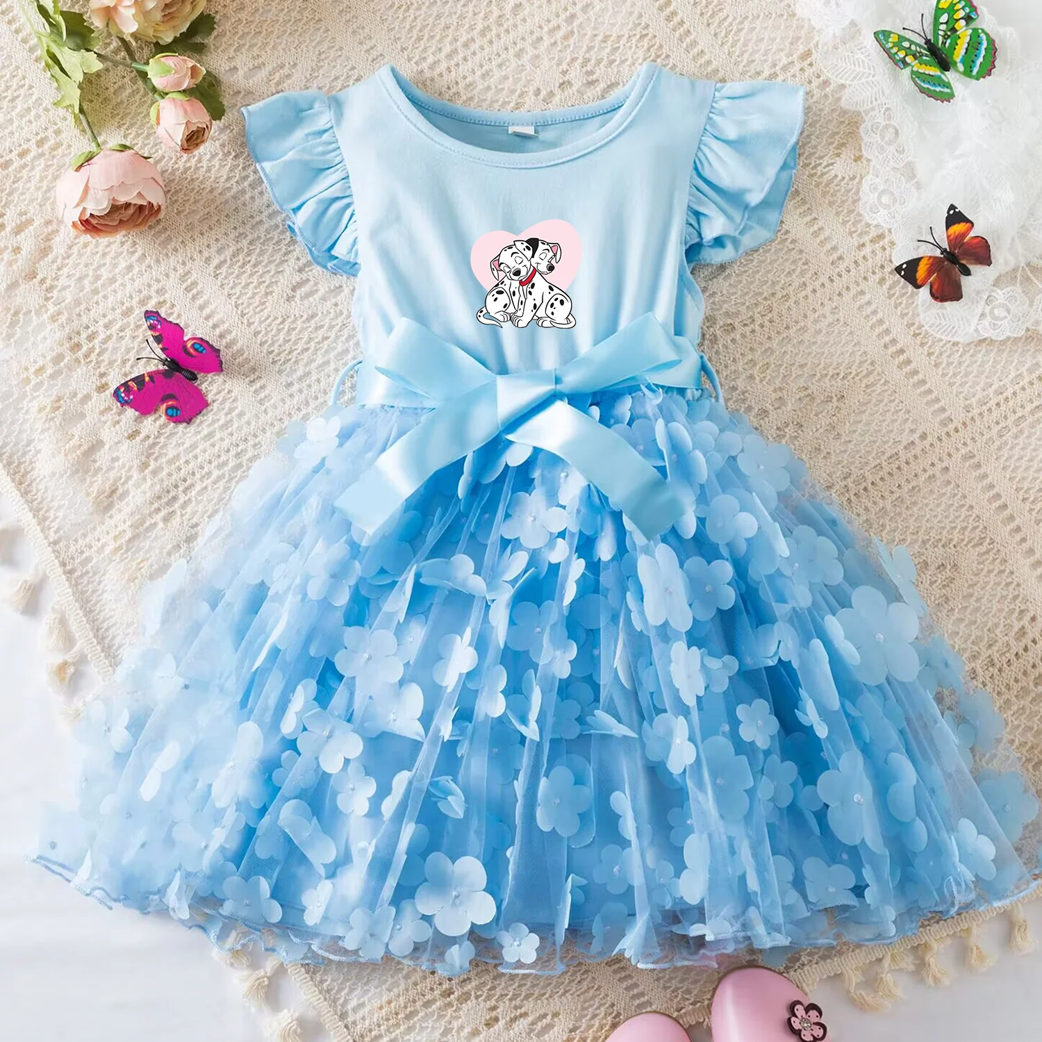 

101 Dalmatians Baby Girls Princess Dress Party Dresses Summer Dress for Kid's Casual Clothes 3D Butterfly Cute 2-6 Yrs