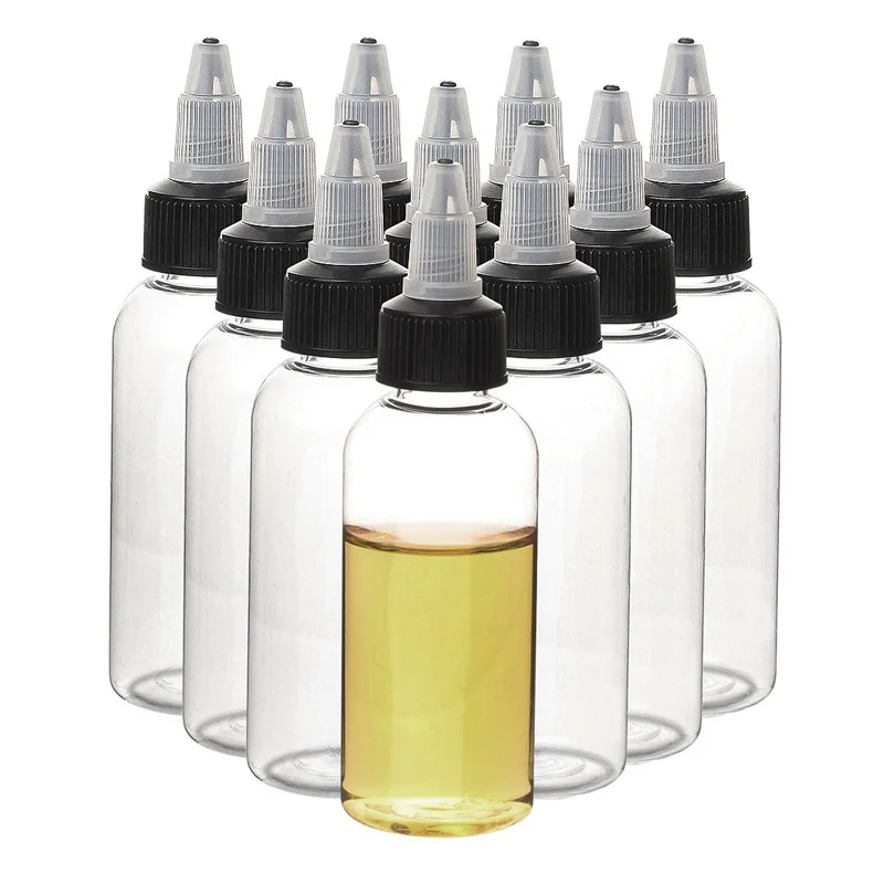 10PCS 30ml/60ml/100ml/120ml Plastic Refillable Bottle PET Oil Liquid Dropper Bottles Twist Top Cap Tattoo Pigment Ink Containers