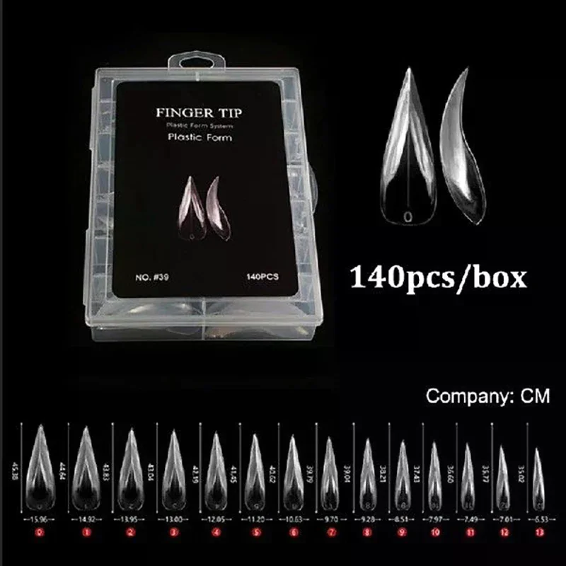 70/140/150pcs Eagle's Talon False Nail Tips Short Curved Stiletto Clear Soft Fake Nails Extension For DIY Nail Salon Manicure