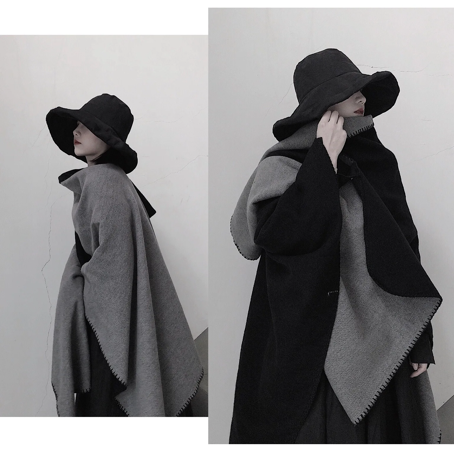 Warm Women's Shawl Season European and American Women's Split Shawl Dual-purpose Four-season Sunscreen Cape Cloak Warm Shawl