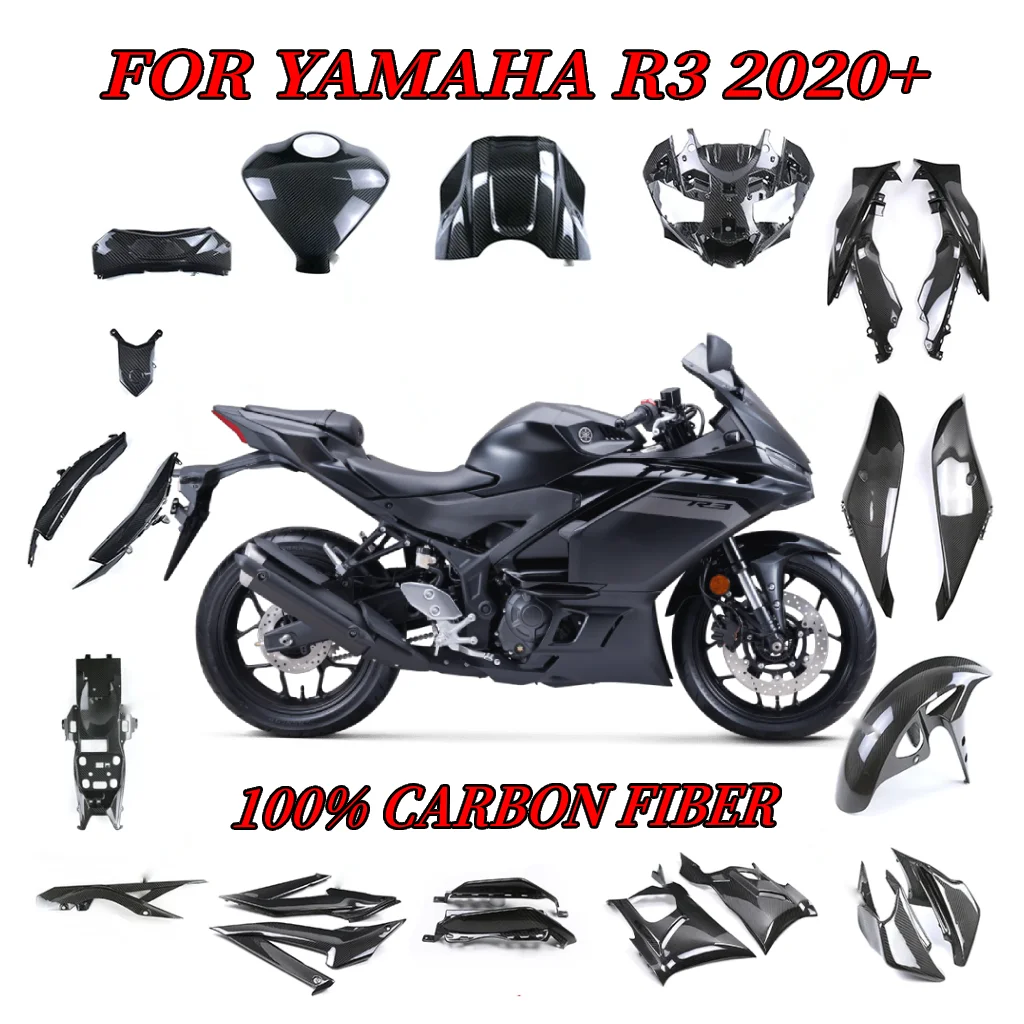 

Motorcycle Accessories for YAMAHA YZF-R3 R3 2020 2021 2022 2023 2024 100% Carbon Fiber Parts Fairing Fenders Panels Cover Kits