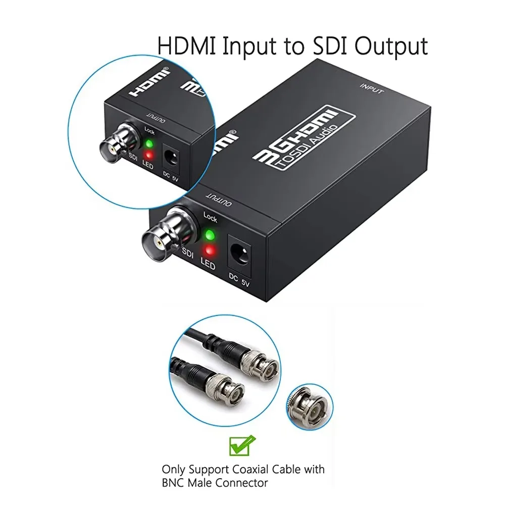 3G HDMI to SDI Converter Audio HD-SDI Adapter BNC 1080P DAC Converter for Monitor HDTV