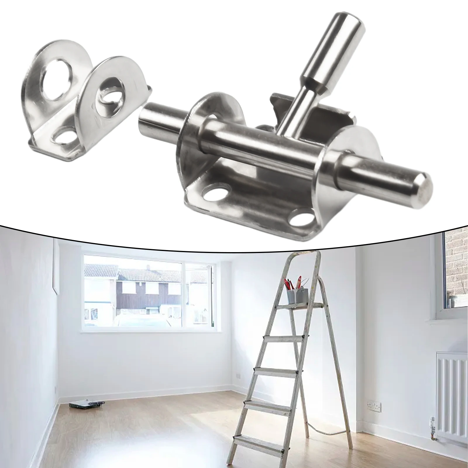 Wooden Door Latch with Stainless Steel Sliding Bolt Lock for Enhanced Security in Wood Furniture and Appliance Settings