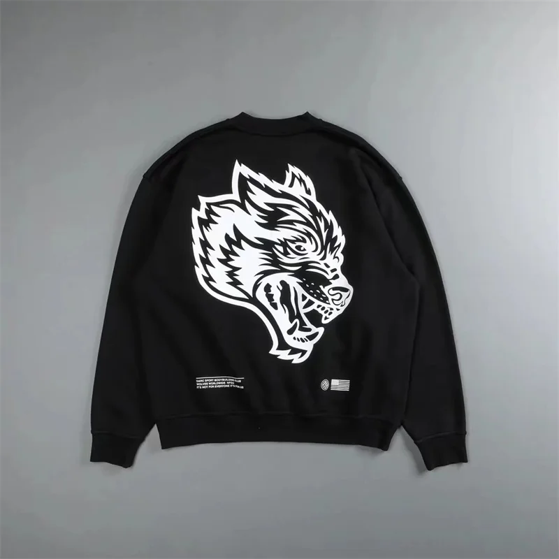 

Big Wolves Graphics Print Autumn Winter Fleece Men'S Clothing O Neck Hoodie Streetwear Cotton Hoodies Pullover Tops