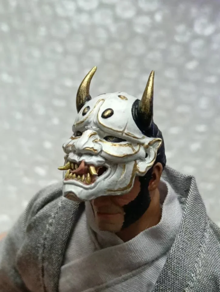 1:12 Scale Soldier White Samurai Mask Model for 6'' Figure