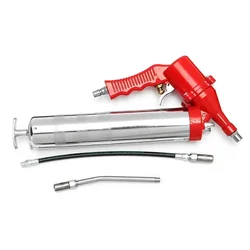 1 Set Car Manual One Hand Grip Air Mini Pneumatic Compressor Pump Grease Tith Pipe Tupe Hose For Gun Red For SUV Truck