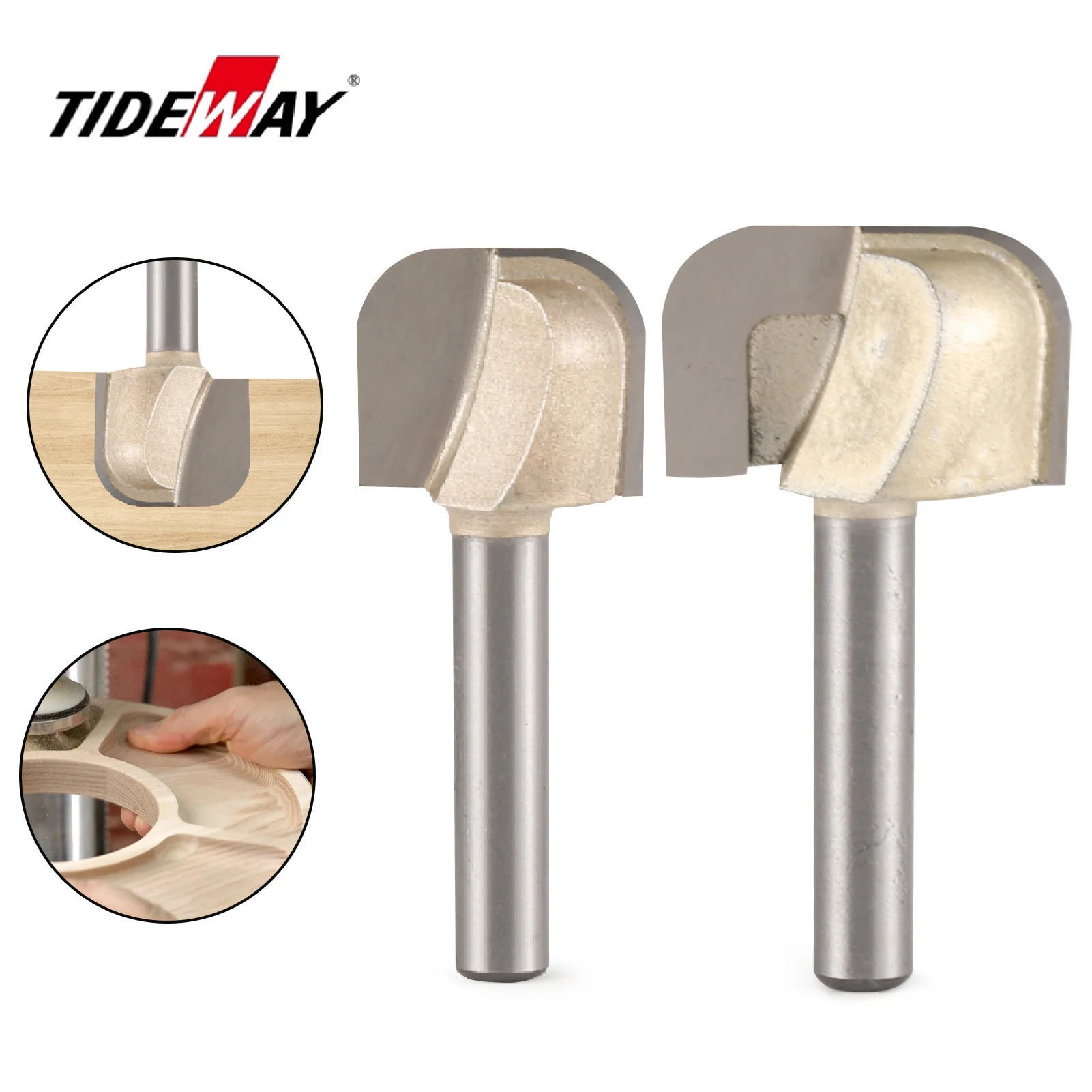 TIDEWAY Bowl Tray Router Bit Arc Trim Grooving Tool Woodworking Corner Rounding Router Bit Storage Box Drill Bit Milling Cutter