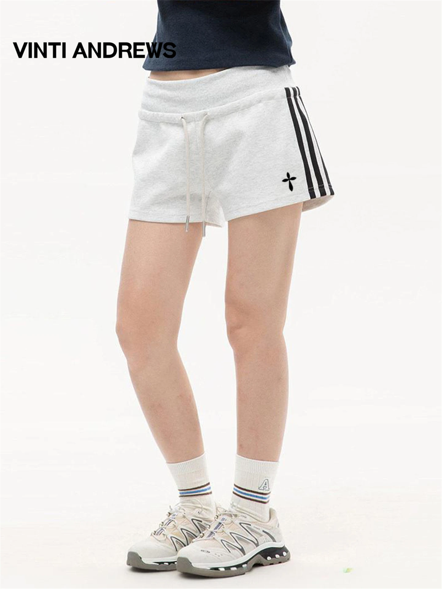 

Женские полосатые велосипедные шорты VINTI ANS, летние, новые, свободного кроя, для йоги, повседневные, с завышенной талией, из смесового хлопка, прямого кроя