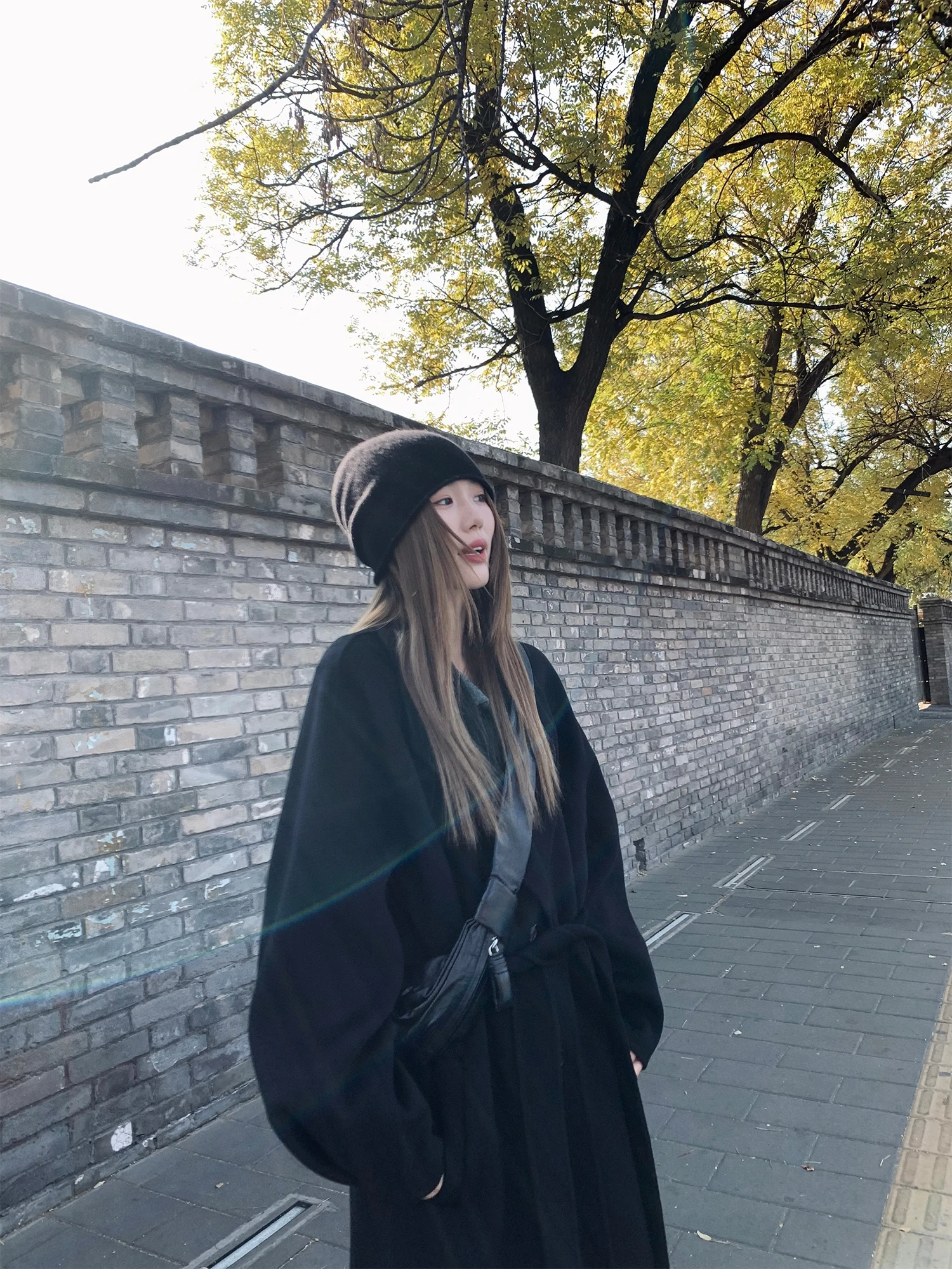 

Пальто из шерстяной смеси с плиссировкой и рукавами-фонариками в стиле Бретонь, осеннее, от Xiao Jun Jun, свободного кроя, простое и элегантное