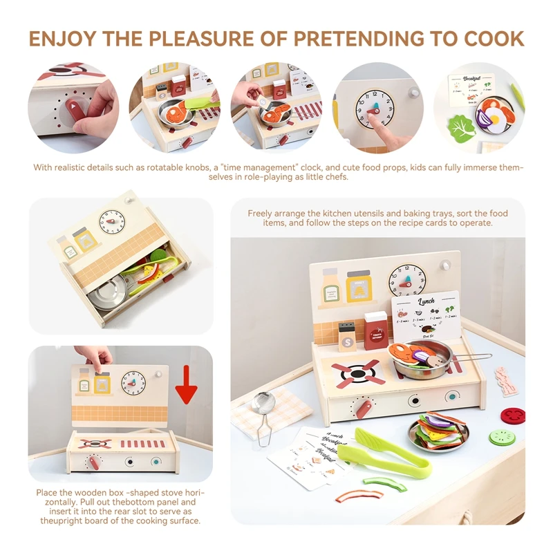 Multifunctional Fun Kids' Play Kitchen Table Pretend Play Kitchen Toy Perfect for Holiday Parties Parent-Child Games Gift