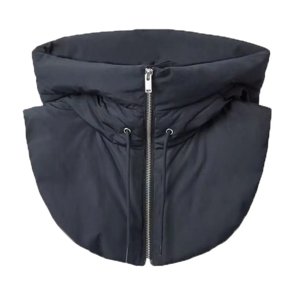 Winter Ultralight Down Hooded Hats Drawstring Removable Neck Cover Scarf Balaclava Hat Zippper Turtleneck Fake Collar Women's