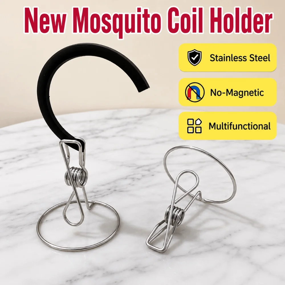 Stainless Steel Mosquito Coil Holder Integrated Multifunctional Mosquito Coil Rack Standing Photo Card Display Clip