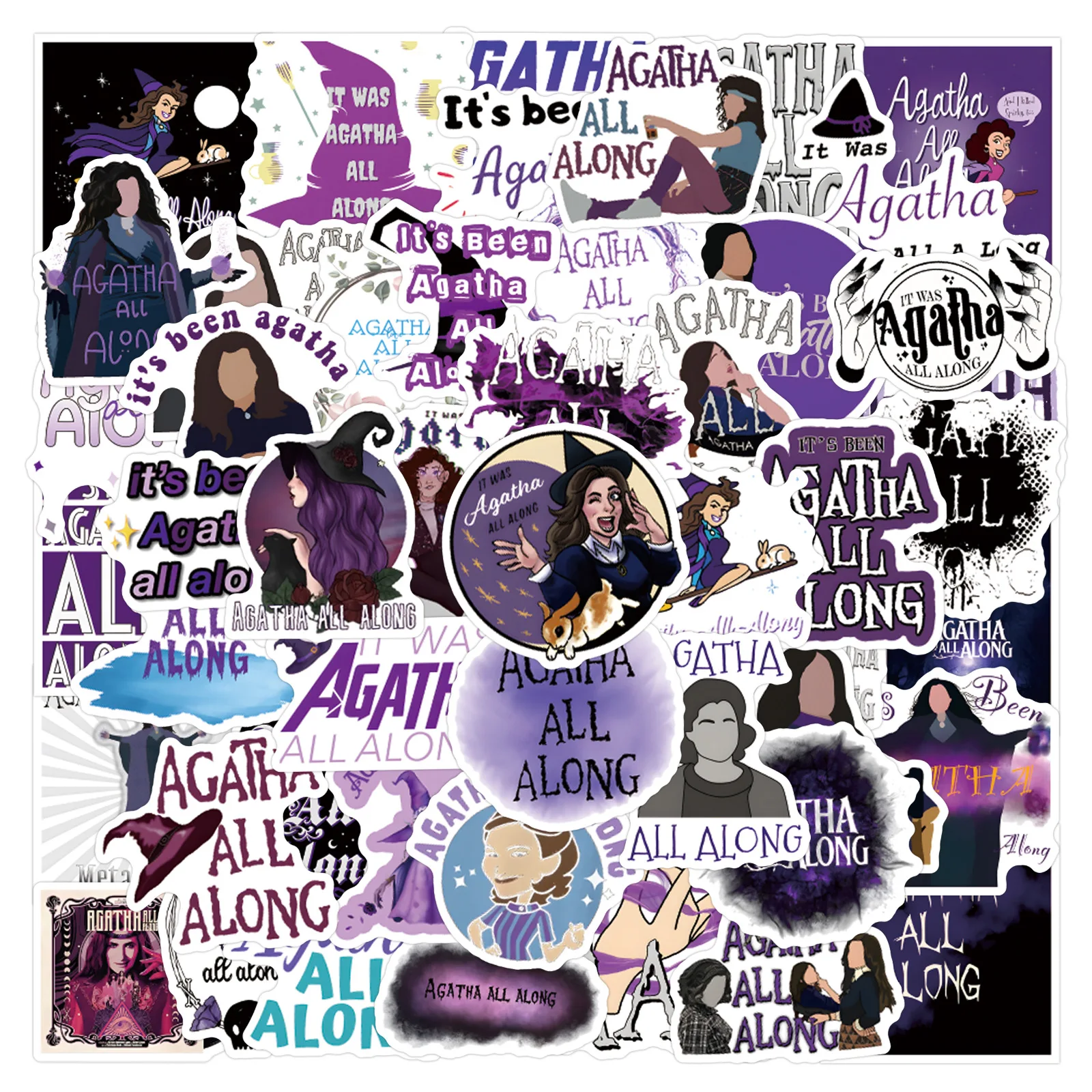 55 Uds Agatha All Along pegatinas Agatha Harkness DIY pegatinas Scrapbooking teléfono equipaje monopatín calcomanías impermeables