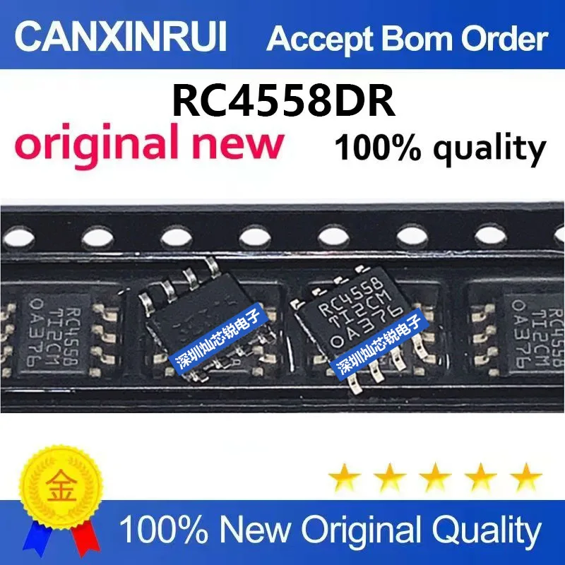 (5-100pieces)Brand New Original RC4558 RC4558DR SMD SOP8 Dual Operational Amplifier IC
