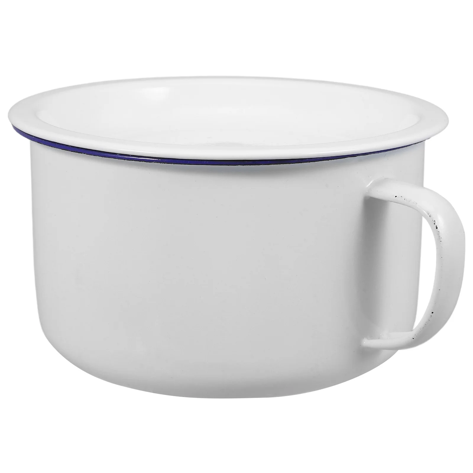 Cuenco de fideos esmaltado con mango, diseño Retro con tapa de fondo grueso, tazón multiusos para servir comida de arroz y sopa, vajilla de cocina