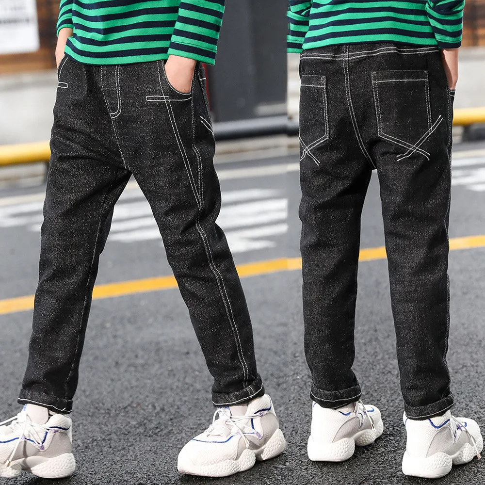 Spring and Autumn Boys Jeans Teenage Kids Pants Children's Fashion High Elastic Denim Trousers Slim with Pants 4 6 8 10 12Years