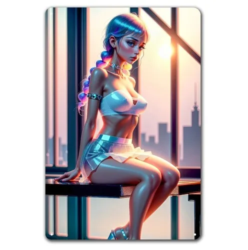 Y1,Sexy fashion girl sitting sunset Metal Poster - Tin Sign (Size 20x30cm, 8