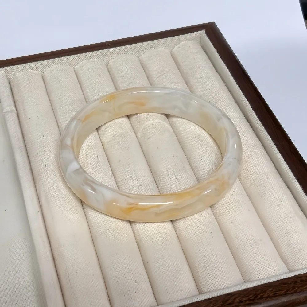 Elegant Thin Resin Bangles Smudged Smooth Round Wrist Bracelets Exaggerated Colorful Lady's Bracelet Women