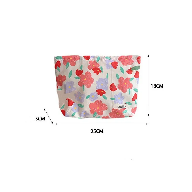 Bolsos de maquillaje con cremallera y flores para mujer, bolsa de almacenamiento portátil, organizador, estuche para lápices
