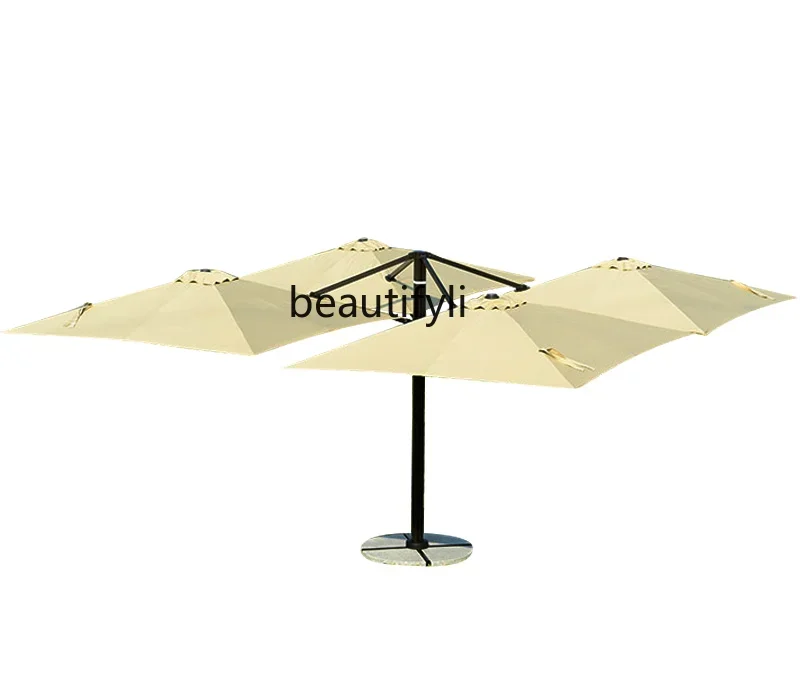 Outdoor Sun-Proof Four-Head Umbrella Courtyard Commercial Folding Umbrella Villa Bar Coffee Shop Large