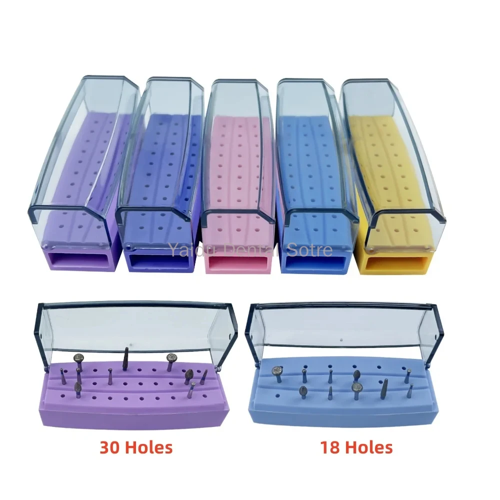 30 Holes 5Boxes Dental Bur Holder Box Dentistry Grinding Head Plastic Endo Instrument Drill Placement Disinfection Case