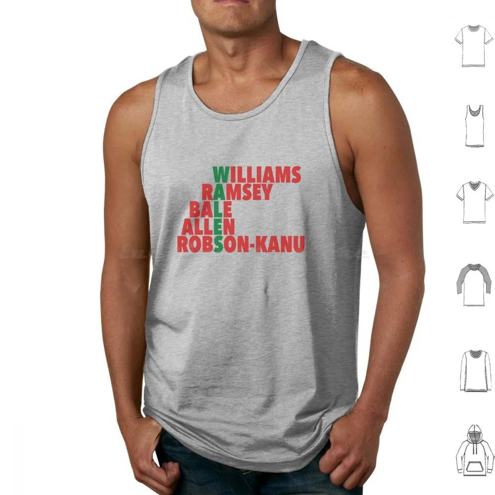 Wales Spelt Using Player Names ( ) Tank Tops Print Cotton Wales Football Soccer Euros Ashley Williams Aaron Ramsey