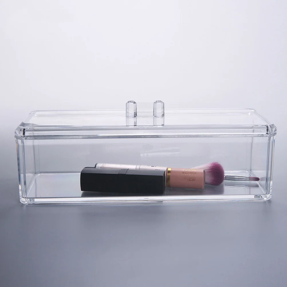 

Single Layer Transparent Acrylic Storage With Lid Cotton Swabs Accessories Organizer Vanity Bathroom Makeup Brush