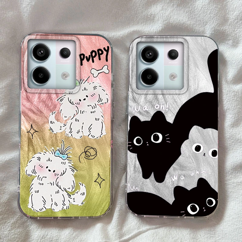 

Cute Puppy Gradient Phone Case For Redmi Note 14 13 12 11 10 Pro Plus 10S 11S 12S 14S A5 A3 A3X A1 A2 14C 13C Cat Cartoon Cover