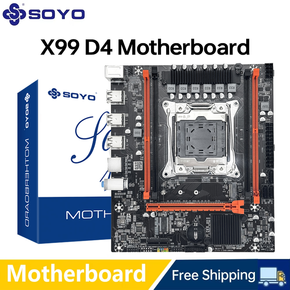 SOYO X99 Gaming Motherboard USB3.0 Dual Channel DDR4 Memory PCIEx16 LGA2011-3 Support M.2 NVME for Desktop Computer Components