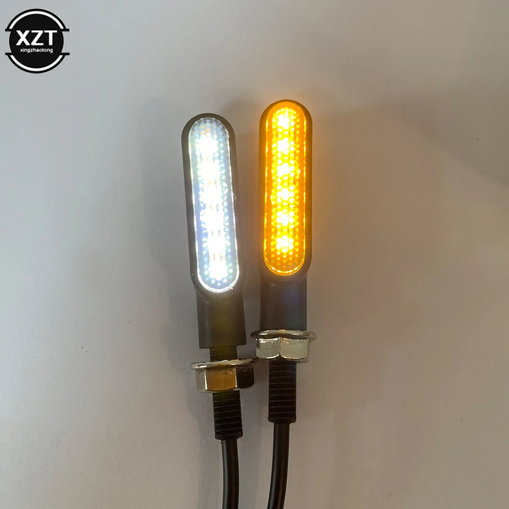 

2pcs Motorcycle Mini LED Turn Signal Lights White Amber Flowing Water Indicator Lamp 6LED for Yamaha Honda Suzuki Kawasaki