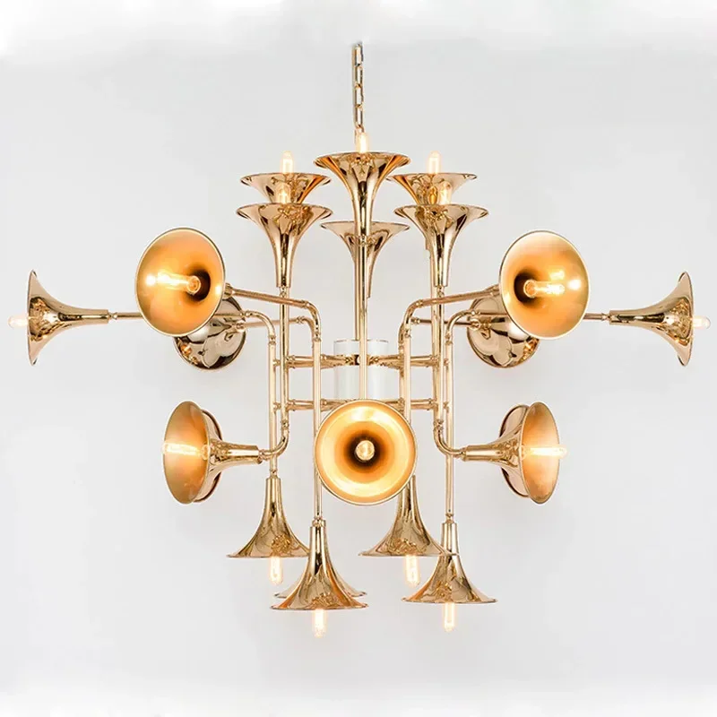 Modern Golden Pendant Lamp Retro Horn Pendant Lamp Used for Decorative Lighting in Living Rooms Hotels and Exhibition Halls